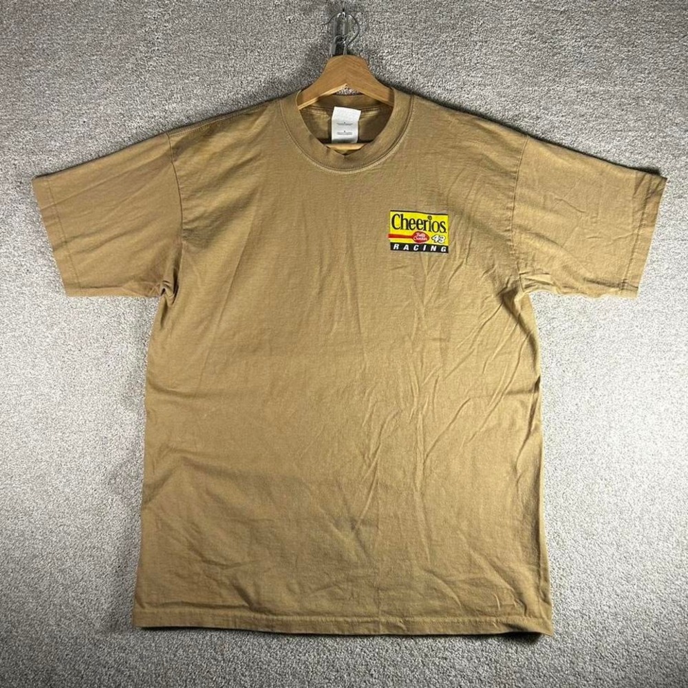 Vintage NASCAR Cheerios petty racing Andretti tan brown tee shirt tshirt